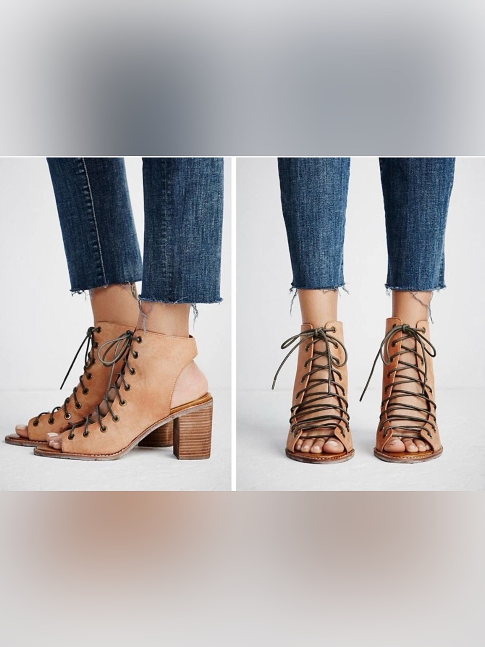Free People x Jeffrey Campbell Rust Suede Lace-Up Open-Toe Sandals boho festival